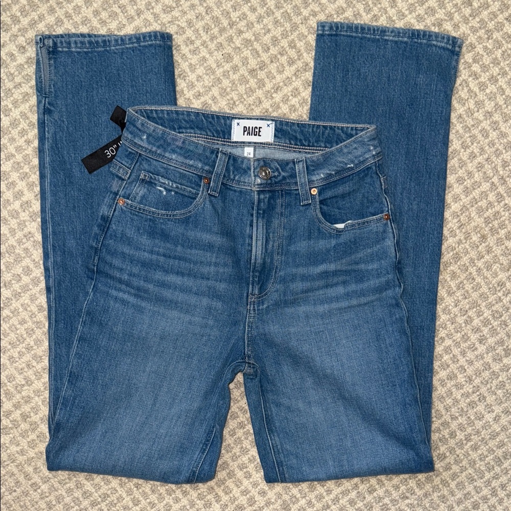 PAIGE Classic Blue Sarah Straight Leg Jeans - Picture 3 of 8